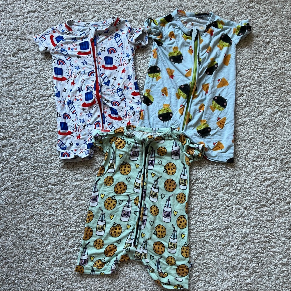 Kiki + Lulu shorties bundle size 3-6 months bamboo pajamas